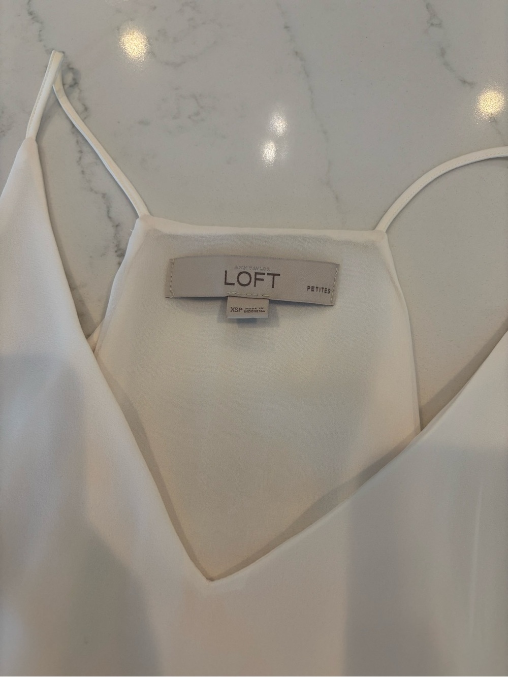 LOFT White V-Neck Spaghetti Strap Tank Top CT - Picture 4 of 9